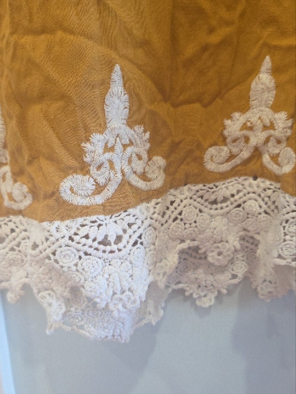 Dex Mustard Tank Top with White Crochet & Embroidery - Picture 4 of 6